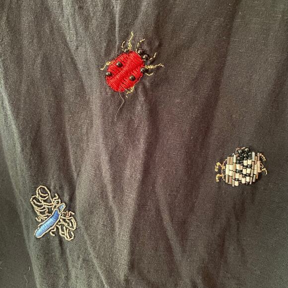 Anthropologie Black Floral Embroidered Tee - Picture 5 of 8